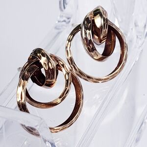 14kt Gold Signed OJI Diamond-Cut Engravings Rose Gold Swirling Circle Knots